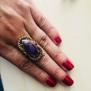 Rare statement golden ring lab created Sz6 NWOT